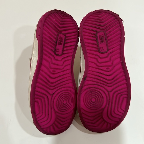 WHITE PINK METALLIC ZARA SNEAKERS FOR KIDS SIZE 23 WARM ON THE INSIDE - Picture 5 of 5